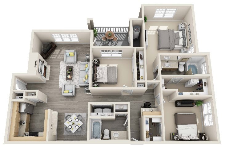 The Ashborough_Ashburn VA_Floor Plan_C43_Three Bedroom Two Bathroom The Ashborough_Ashburn VA_Floor Plan_C43_Three Bedroom Two Bathroom